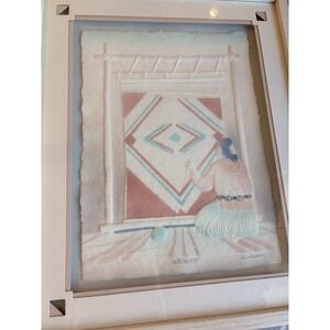 NWT 1988 Wess Signed "Weaver" Woman Paper Cast Southwestern Native American Art